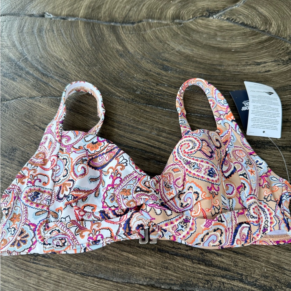 Lands' End Multicolor Paisley Bikini Top